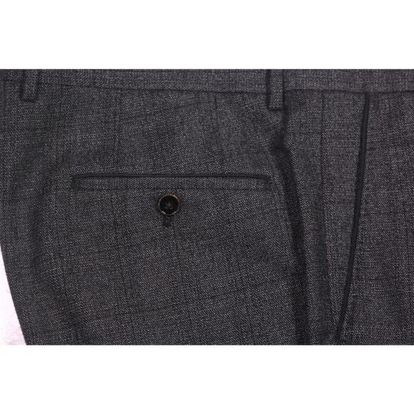 Hugo Boss Current Giro Gray Black Knit Woven Flat Front Wool Dress Pants 38x29 - Picture 3 of 8